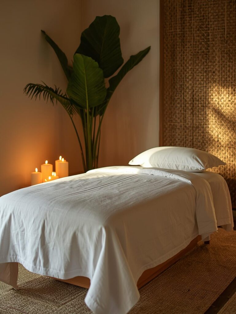 Spa treatment room with relaxing ambiance